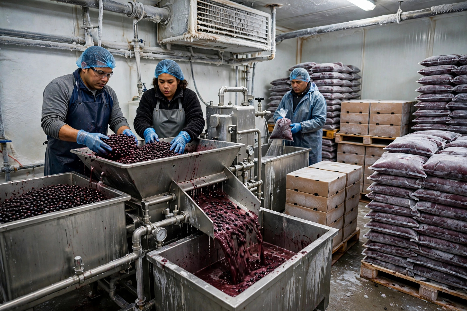 Cadena de frío para la exportación de pulpa congelada de açaí de Brasil: de la congelación rápida en Pará a una cadena ininterrumpida a -18°C