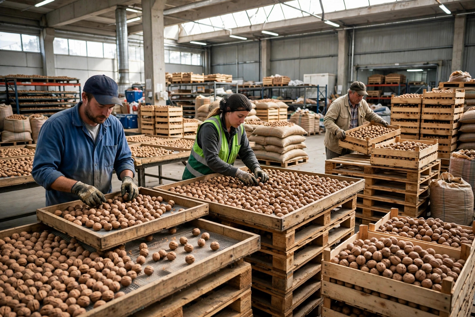 Entreposage pour l'exportation de la noix du Chili : séchage et contrôle du rancissement de la vallée centrale au port de Valparaíso
