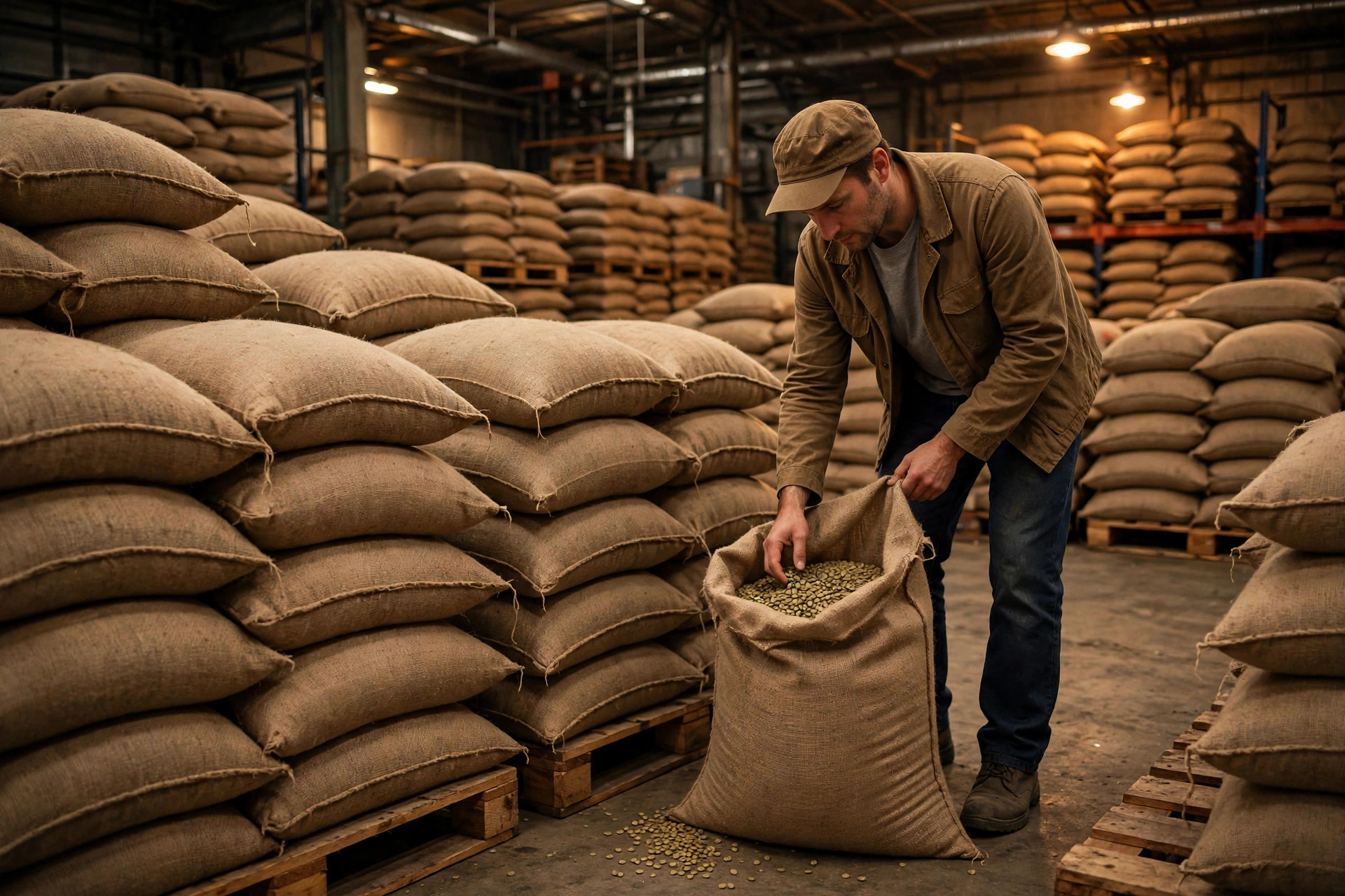 Coffee Warehouse Storage: The Three Bills Green Beans Run Up in the Warehouse