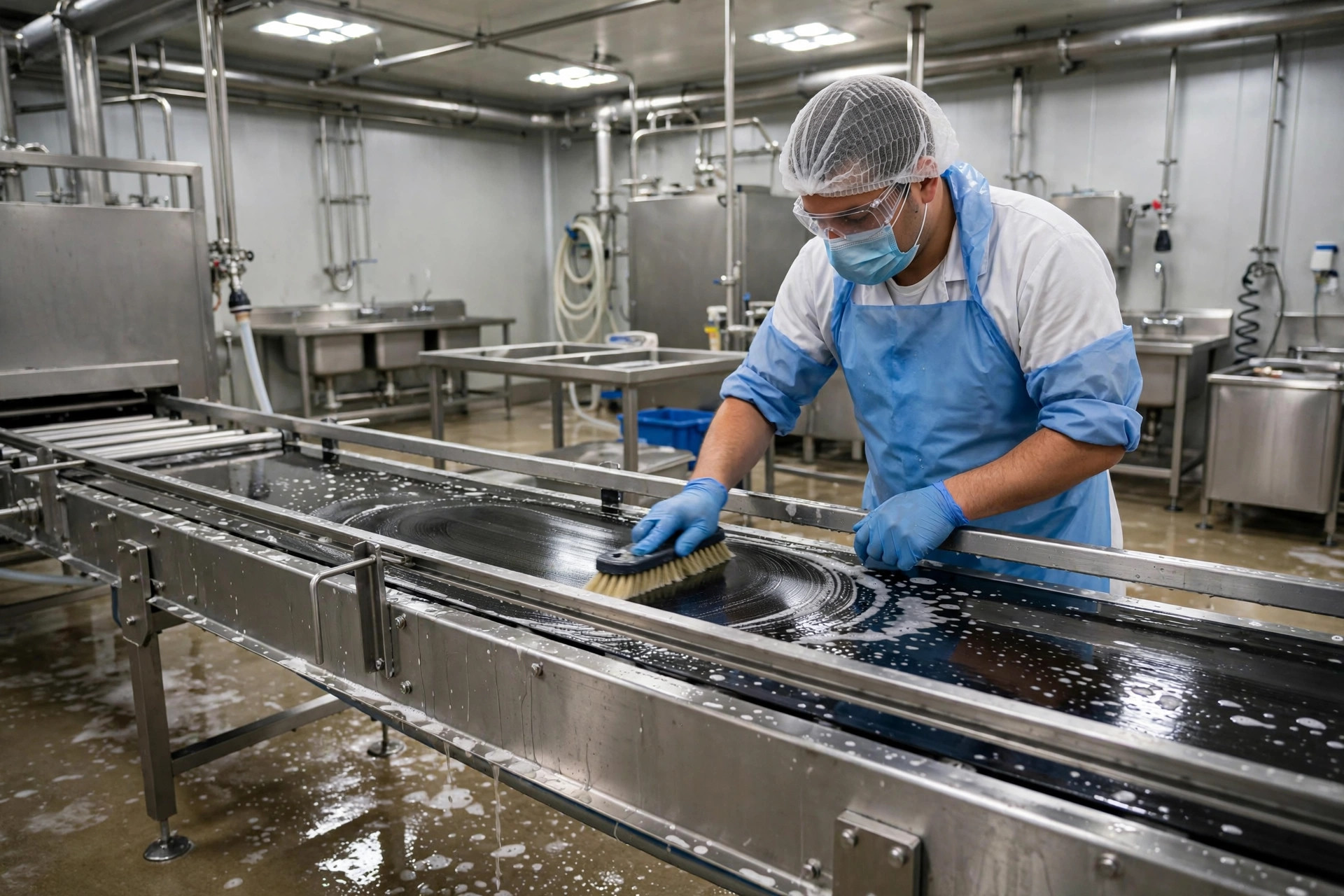 Limpeza de correias transportadoras: fábricas de alimentos lavam diariamente — com que frequência um armazém comum deveria lavar?