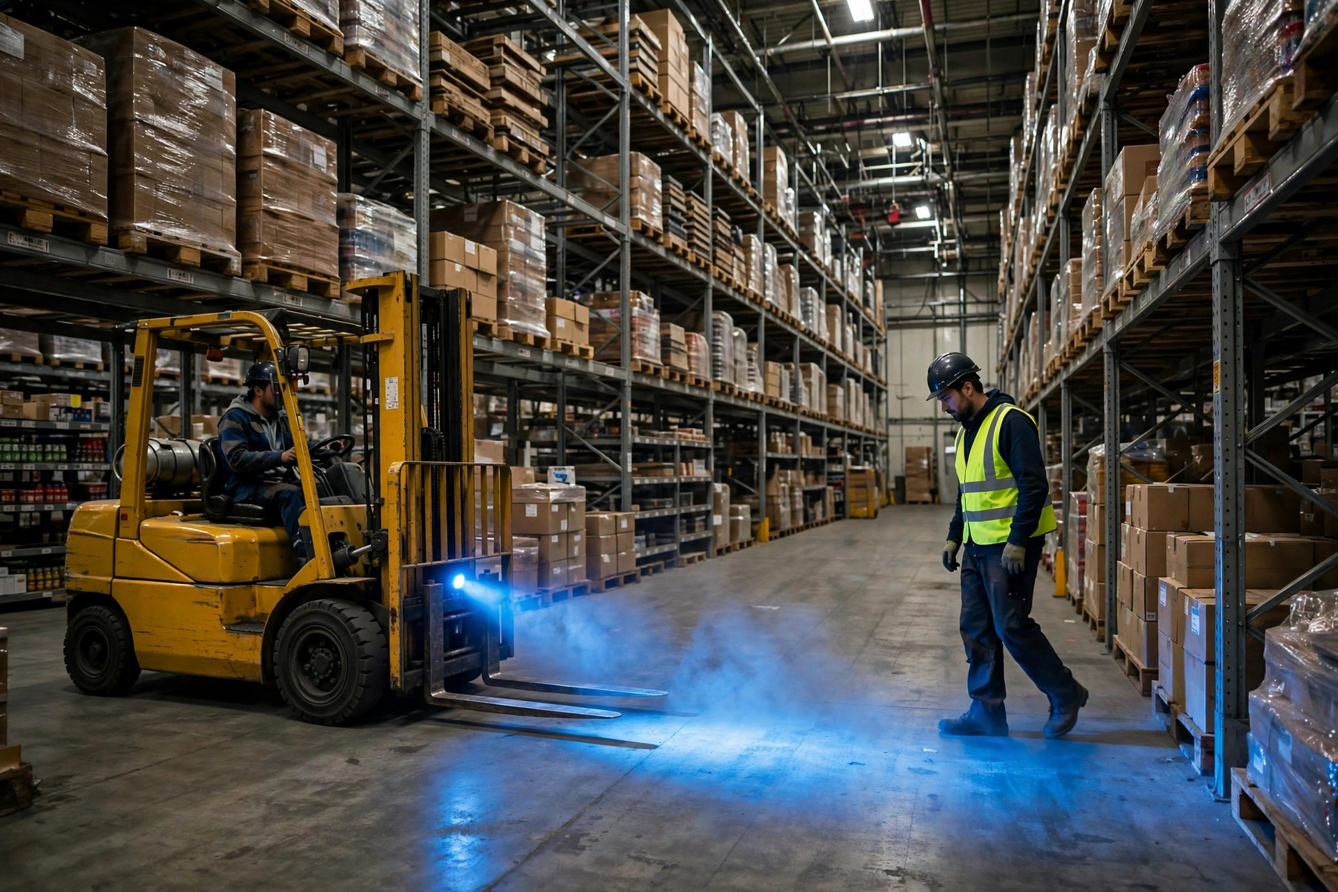 Luz azul para empilhadeiras na segurança de pedestres: um guia de campo para armazéns