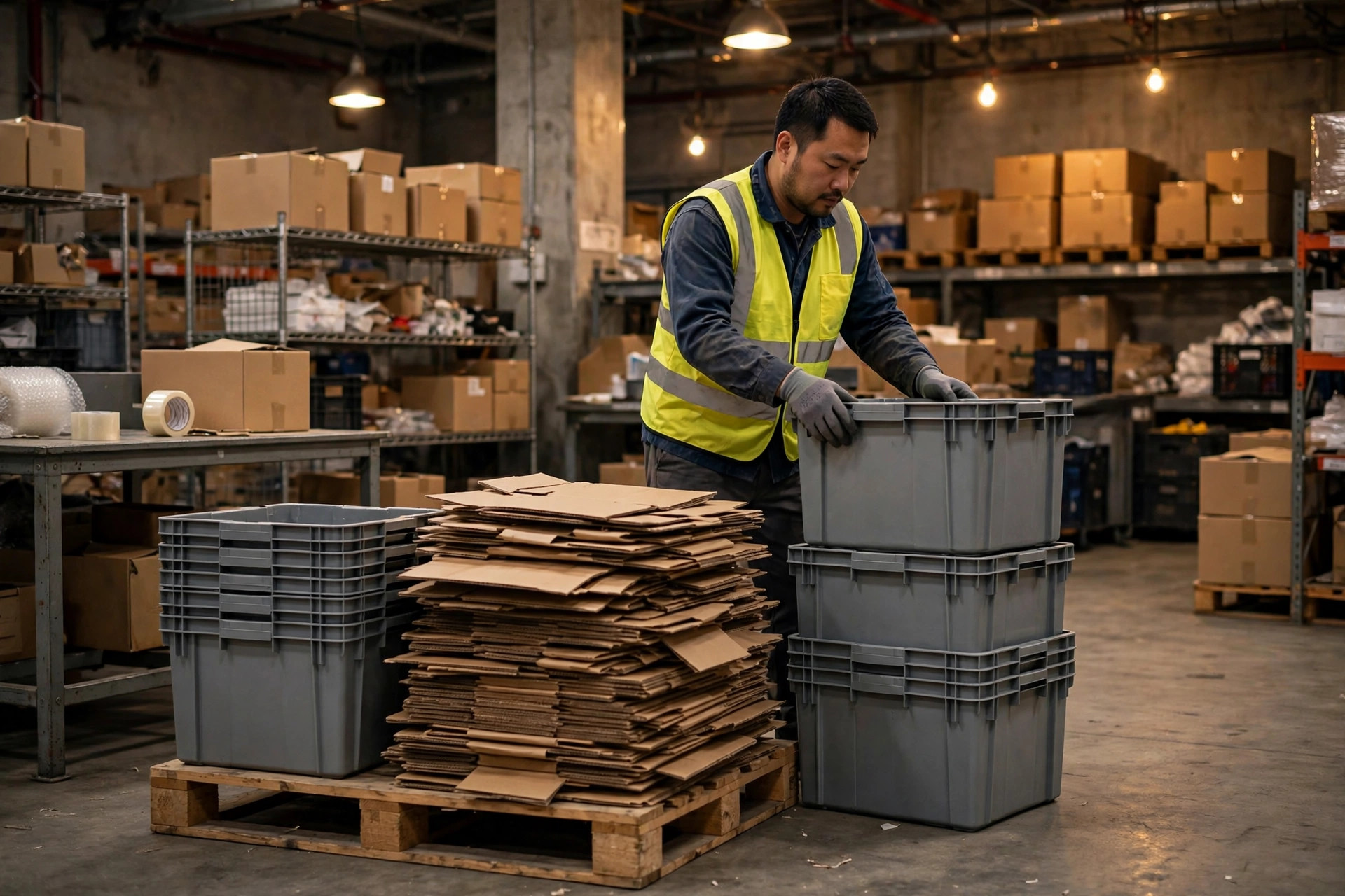 Bacs réutilisables vs cartons : tout le calcul des coûts d’entrepôt