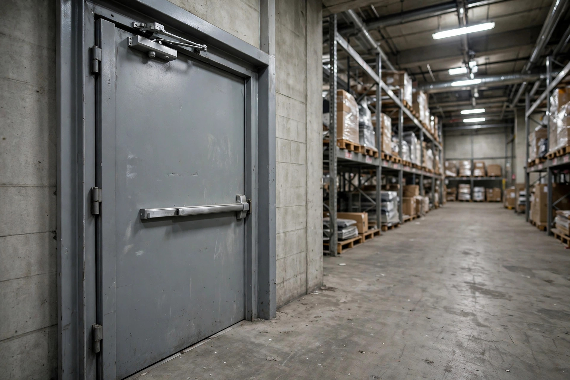 Portes coupe-feu d'entrepôt : à fermeture automatique ou à maintien ouvert ? Un ferme-porte mort, c'est l'absence de porte coupe-feu