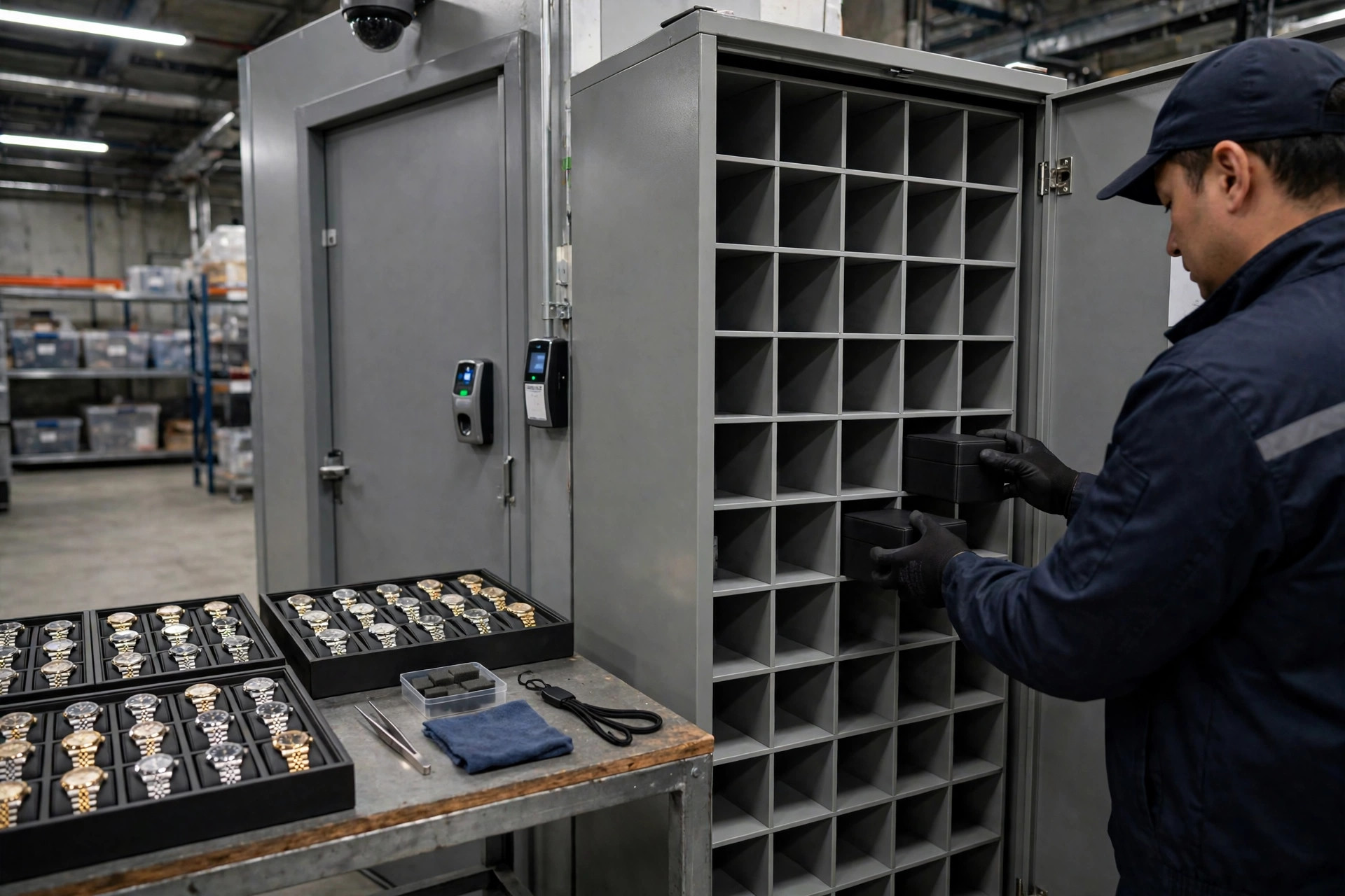 Watch Warehouse Storage: Theft, Magnetism, and Counting Trade-offs for Small High-Value Goods